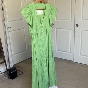 Anthropologie Light Green Button-Down Maxi Dress